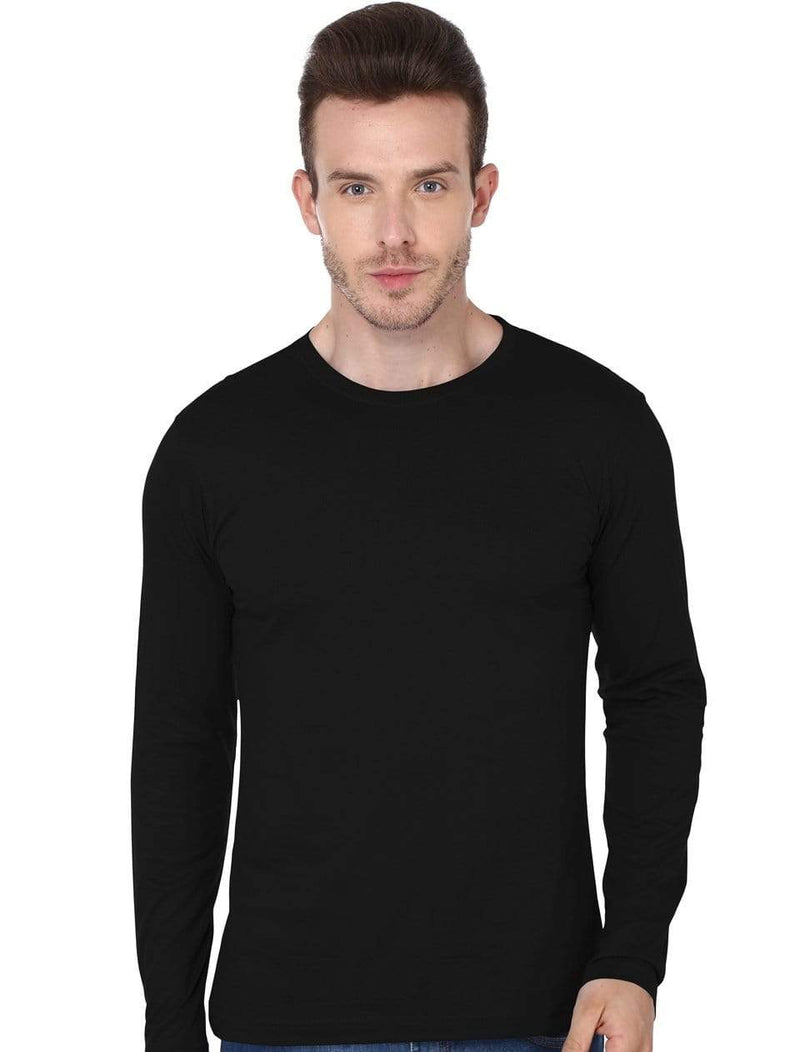 Men's round neck black full sleeves t-shirt wolfattire