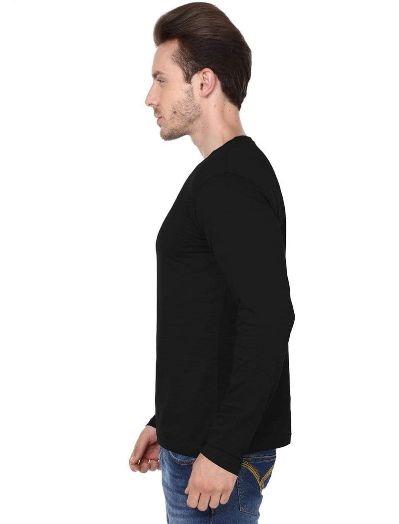 Men's round neck black full sleeves t-shirt wolfattire