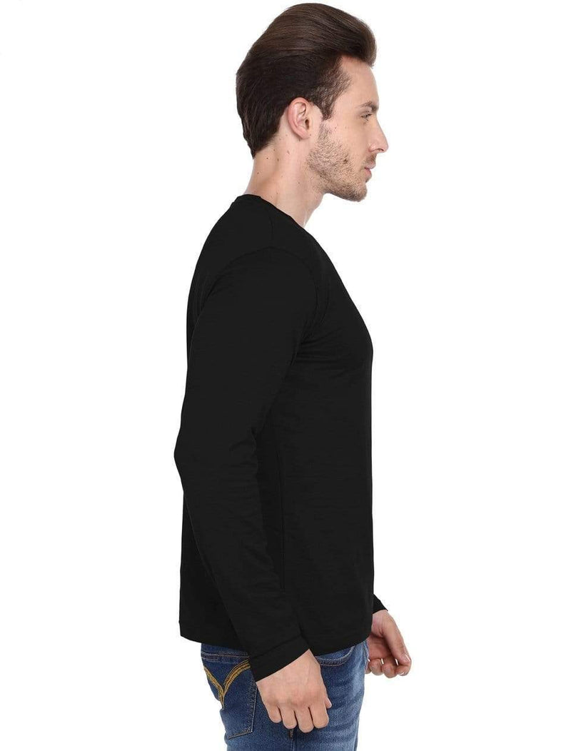 Men's round neck black full sleeves t-shirt wolfattire