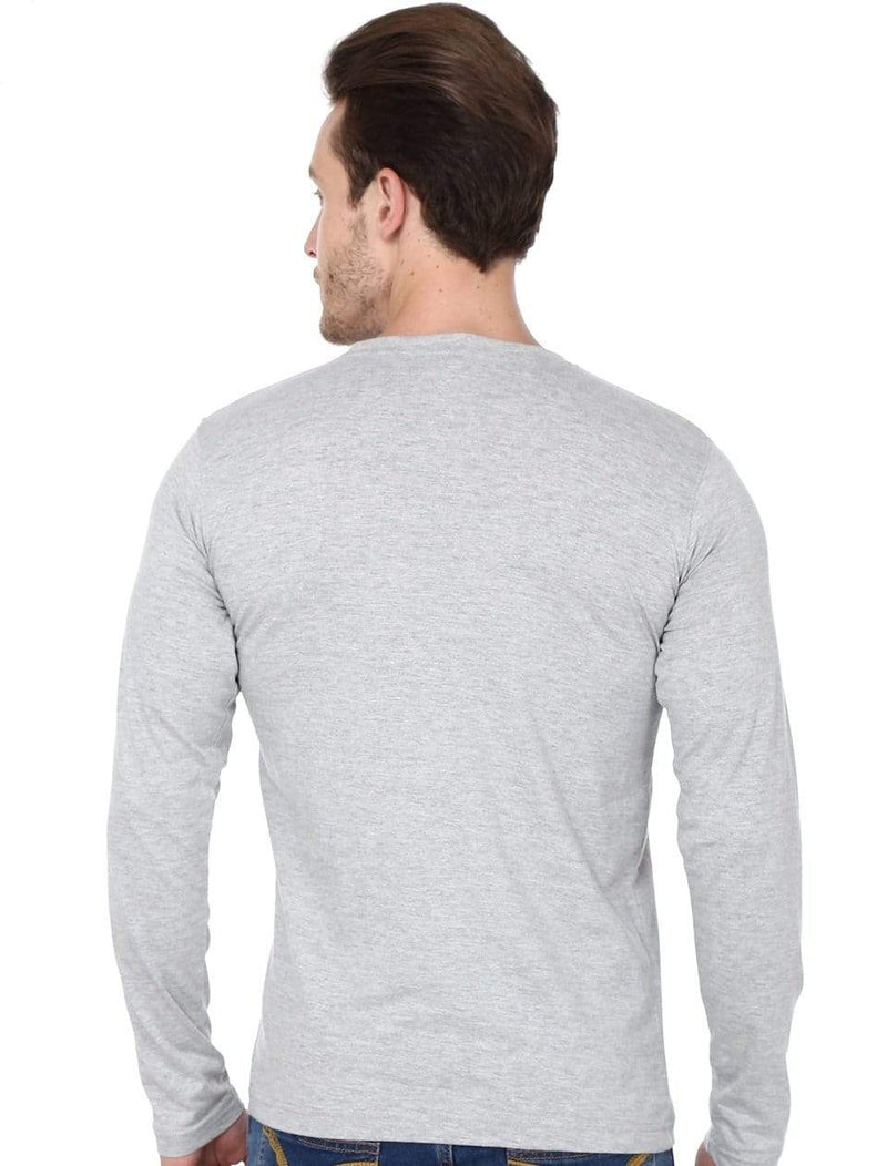 Men's round neck grey full sleeves t-shirt wolfattire