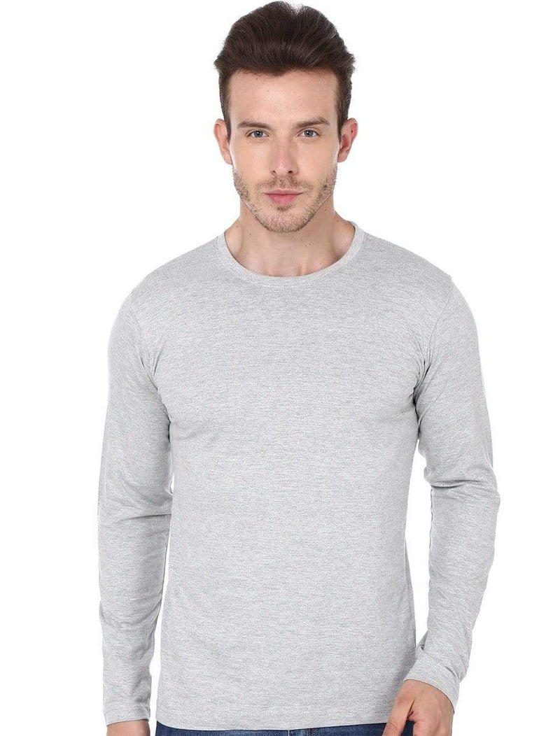 Men's round neck grey full sleeves t-shirt wolfattire