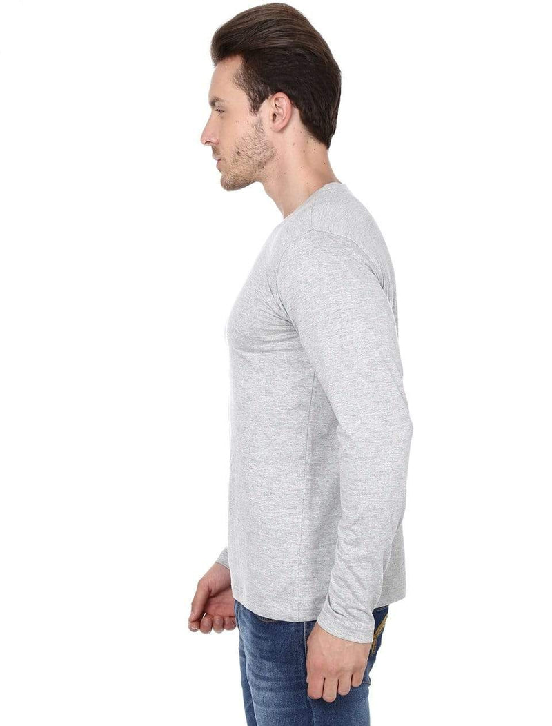 Men's round neck grey full sleeves t-shirt wolfattire