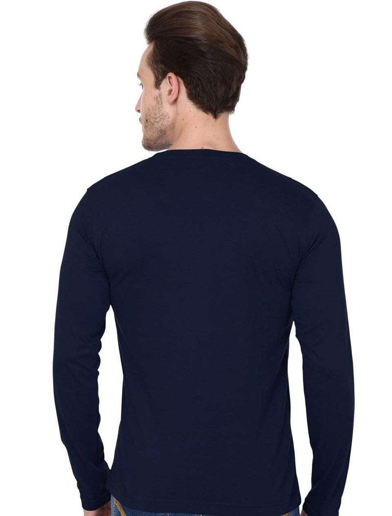 Men's round neck Navy Blue full sleeves t-shirt wolfattire