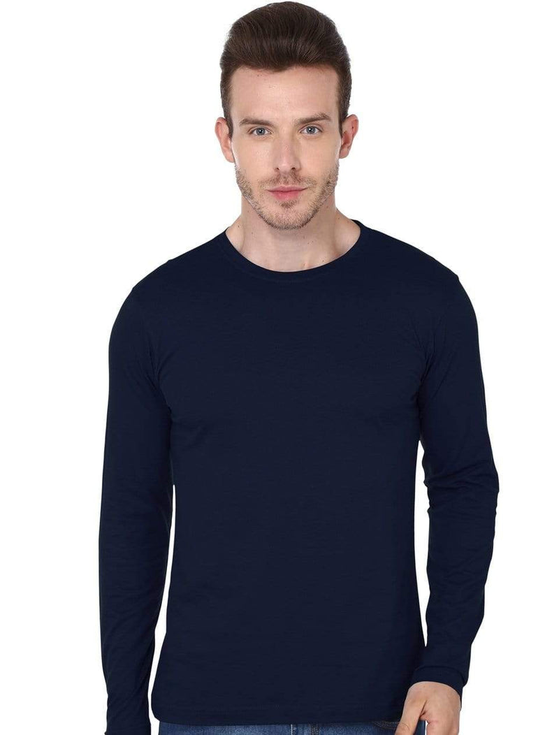 Men's round neck Navy Blue full sleeves t-shirt wolfattire