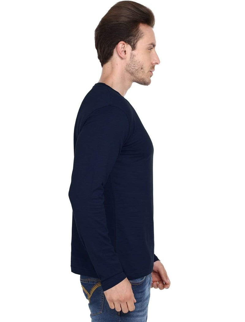 Men's round neck Navy Blue full sleeves t-shirt wolfattire