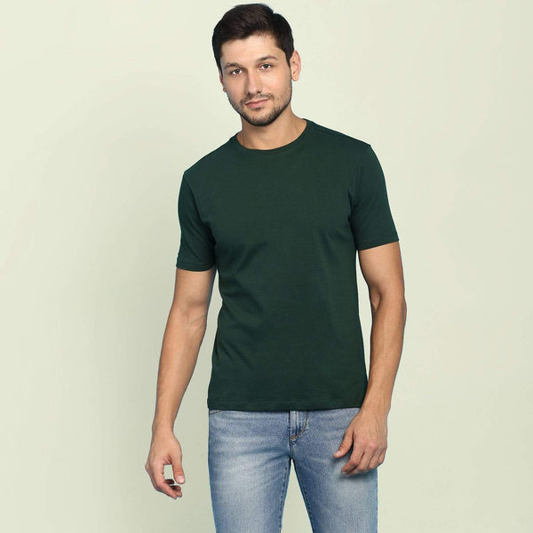 t-shirt Men's Round Neck Plain T-Shirt Olive GREEN (Regular fit) wolfattire