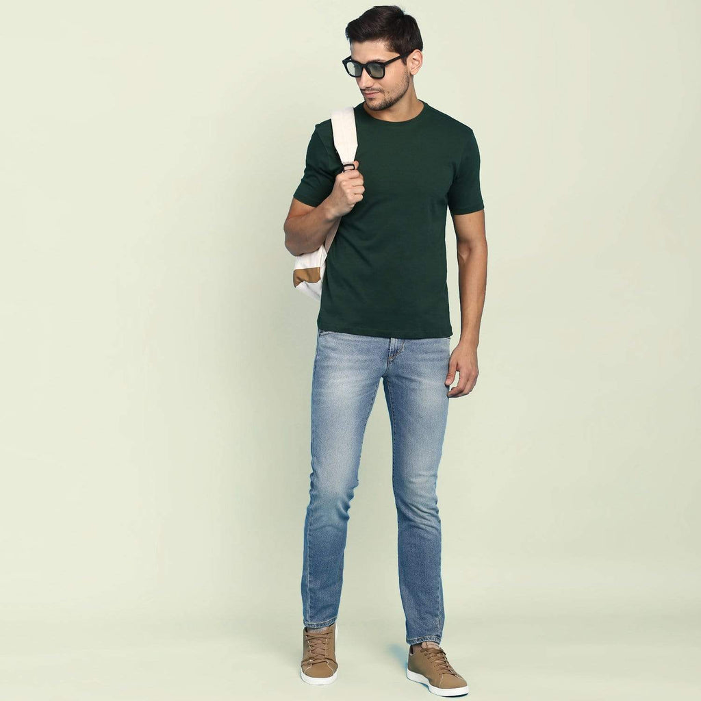 t-shirt Men's Round Neck Plain T-Shirt Olive GREEN (Regular fit) wolfattire