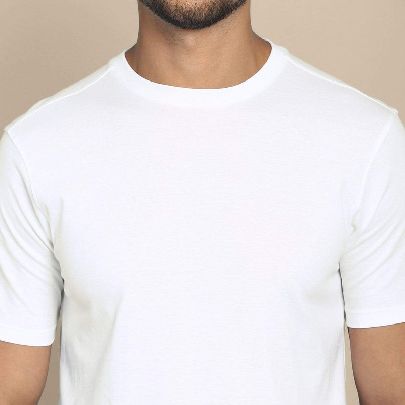 t-shirt Men's Round Neck Plain T-Shirt WHITE (Regular fit) wolfattire