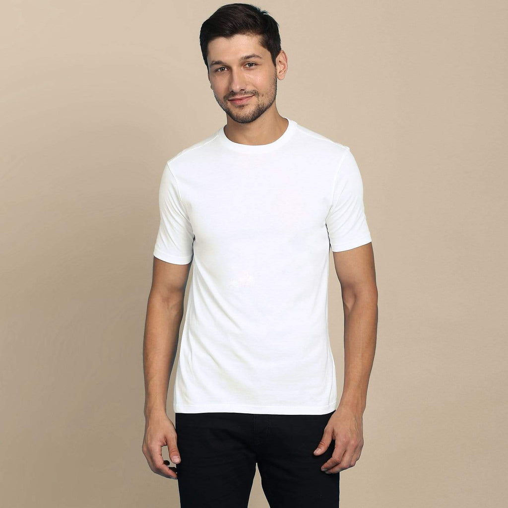 t-shirt Men's Round Neck Plain T-Shirt WHITE (Regular fit) wolfattire