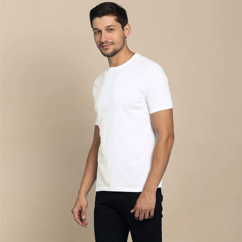 t-shirt Men's Round Neck Plain T-Shirt WHITE (Regular fit) wolfattire