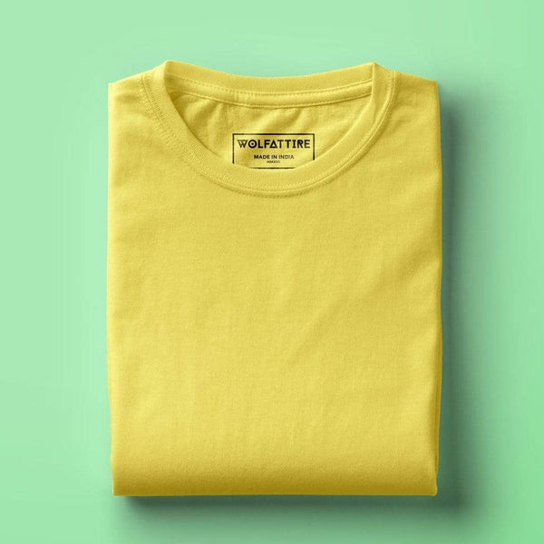 t-shirt Men's Round Neck Plain T-Shirt YELLOW (Regular fit) wolfattire