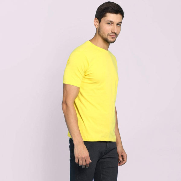 t-shirt Men's Round Neck Plain T-Shirt YELLOW (Regular fit) wolfattire