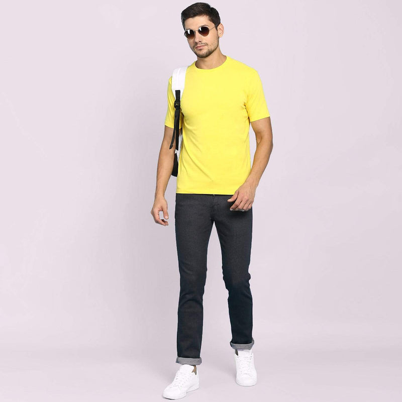 t-shirt Men's Round Neck Plain T-Shirt YELLOW (Regular fit) wolfattire