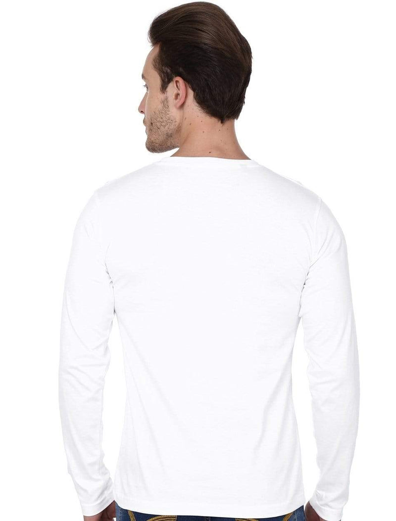 Men's round neck white full sleeves t-shirt wolfattire