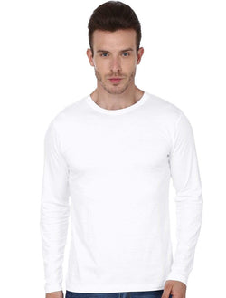 Men's round neck white full sleeves t-shirt wolfattire