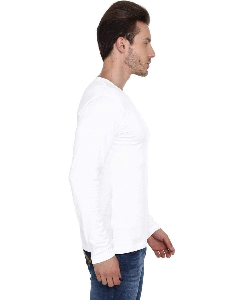 Men's round neck white full sleeves t-shirt wolfattire