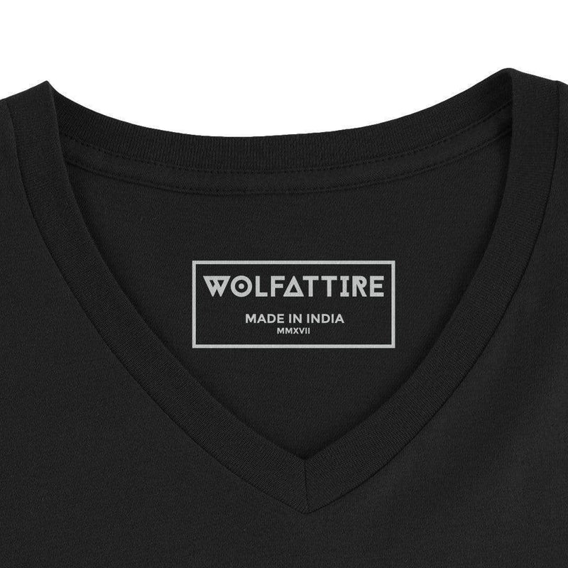 t-shirt Men's V-neck plain T-shirt Black (Regular Fit) wolfattire