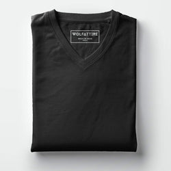 t-shirt Men's V-neck plain T-shirt Black (Regular Fit) wolfattire