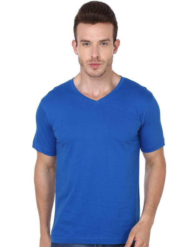 t-shirt Men's V-neck plain T-shirt Blue (Regular Fit) wolfattire