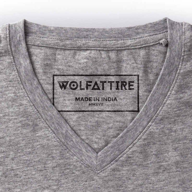 t-shirt Men's V-neck plain T-shirt Grey (Regular Fit) wolfattire