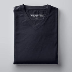 t-shirt Men's V-neck plain T-shirt Navy Blue (Regular Fit) wolfattire