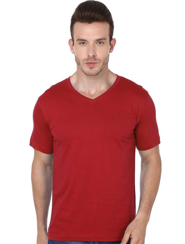 t-shirt Men's V-neck plain T-shirt Red (Regular Fit) wolfattire