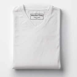 t-shirt Men's V-neck plain T-shirt White (Regular Fit) wolfattire