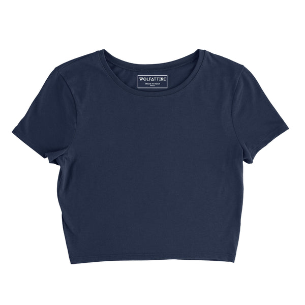 Navy Blue Plain crop top wolfattire