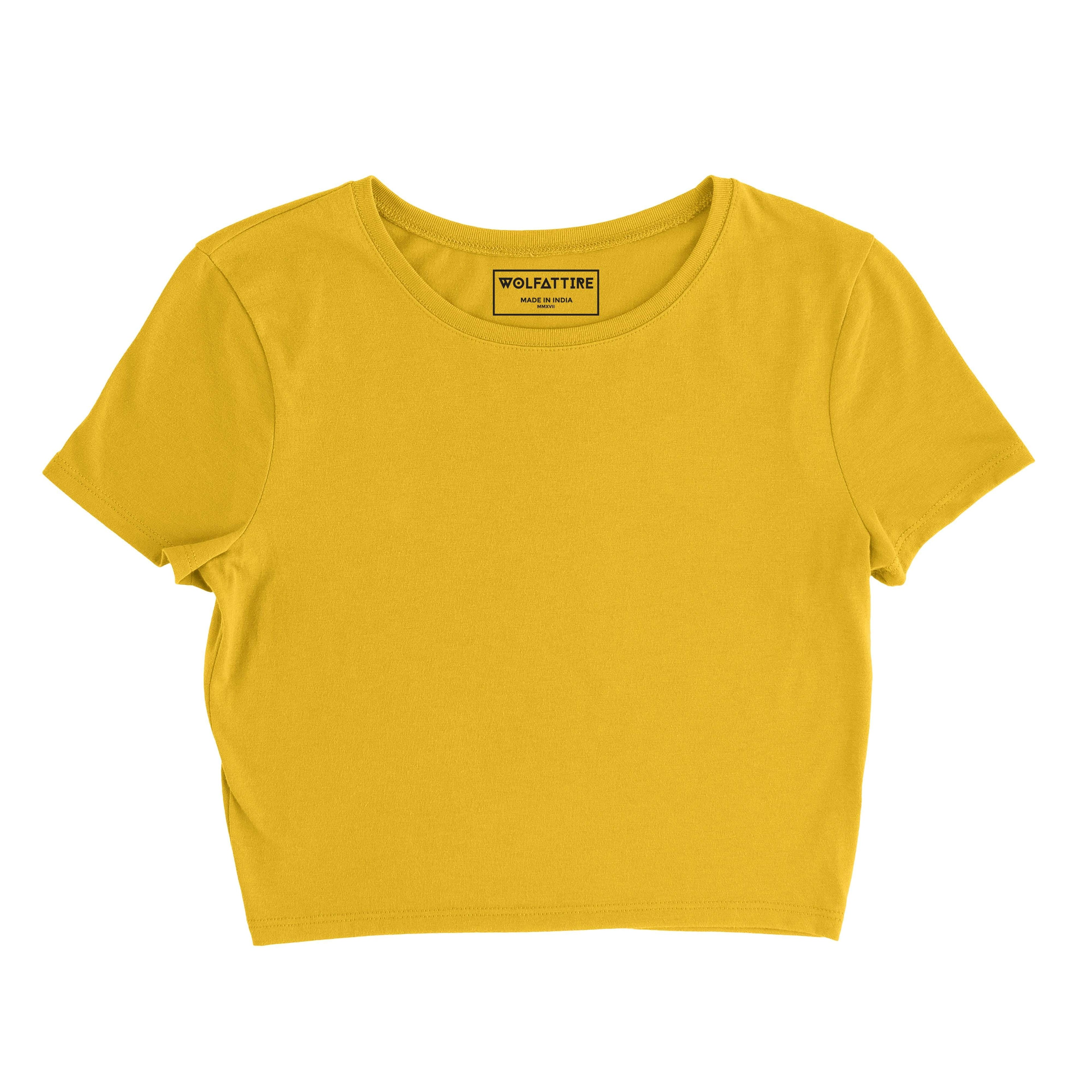 Plain Golden Yellow Crop Top wolfattire
