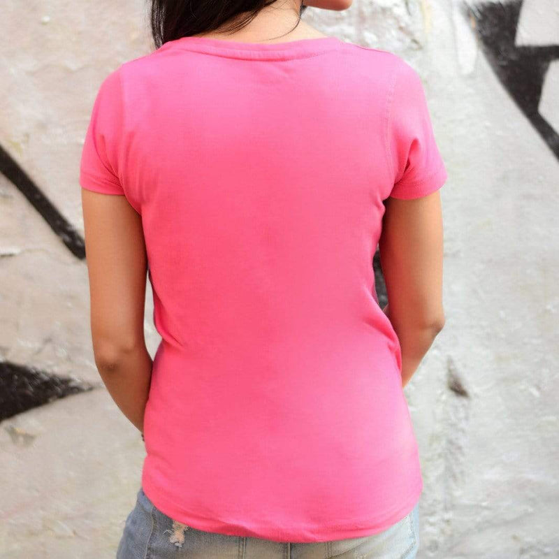 women t-shirt Women's Plain Round Neck T-shirt Pink wolfattire