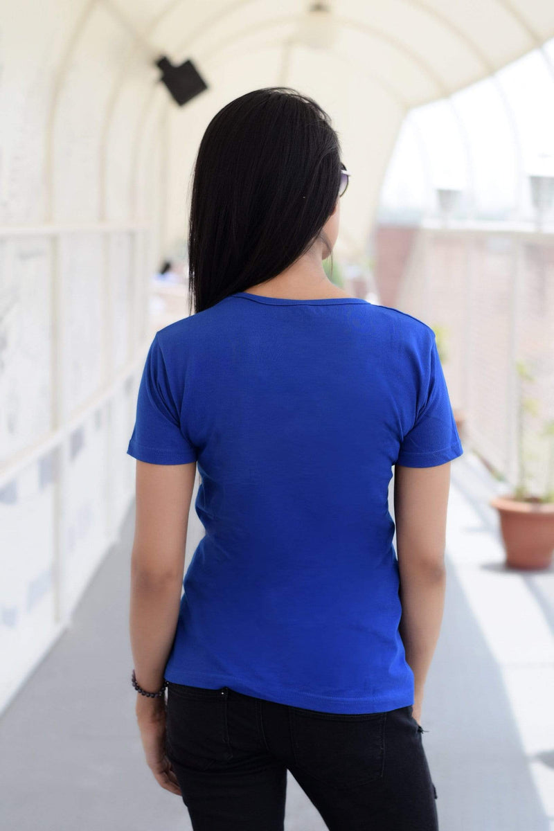 women t-shirt Women's Plain Round Neck T-shirt Royal Blue wolfattire